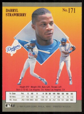 1991 Ultra Darryl Strawberry Los Angeles Dodgers #171 | eBay