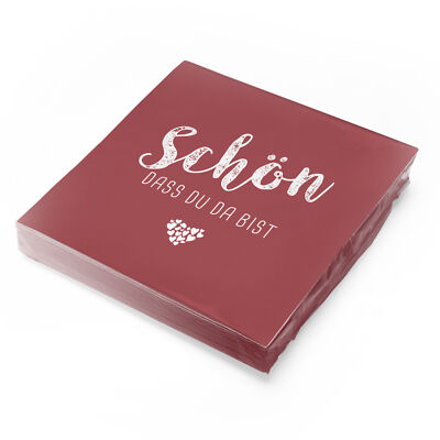 itenga 12x Serviette Schön dass du da bist bordeaux rot Linclass Airlaid neu