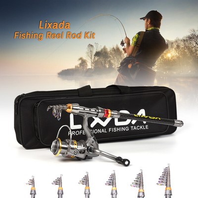 Telescopic Fishing Rod and Reel Combo Full Kit Carbon  Fishing J0T8
