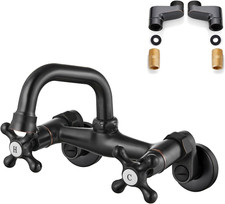 Oil Rubbed Bronze Wall Mount Kitchen Faucet with 360 Rotation Adjustable Hand