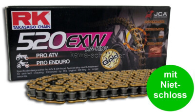 RK chain Antriebskette Kette 520EXW offroad und ATV bis 750ccm 138 Glieder Niet