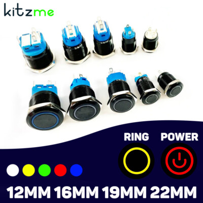 Metal Black Push Button Switch LED Momentary Latching Pc Boat Car Light Switch