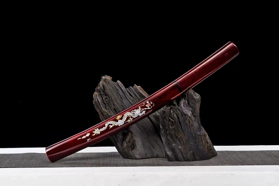 20''Red Dragon Tanto Folded 1095 Steel Mini katana Japanese Samurai Short Sword - Image 2 of 4