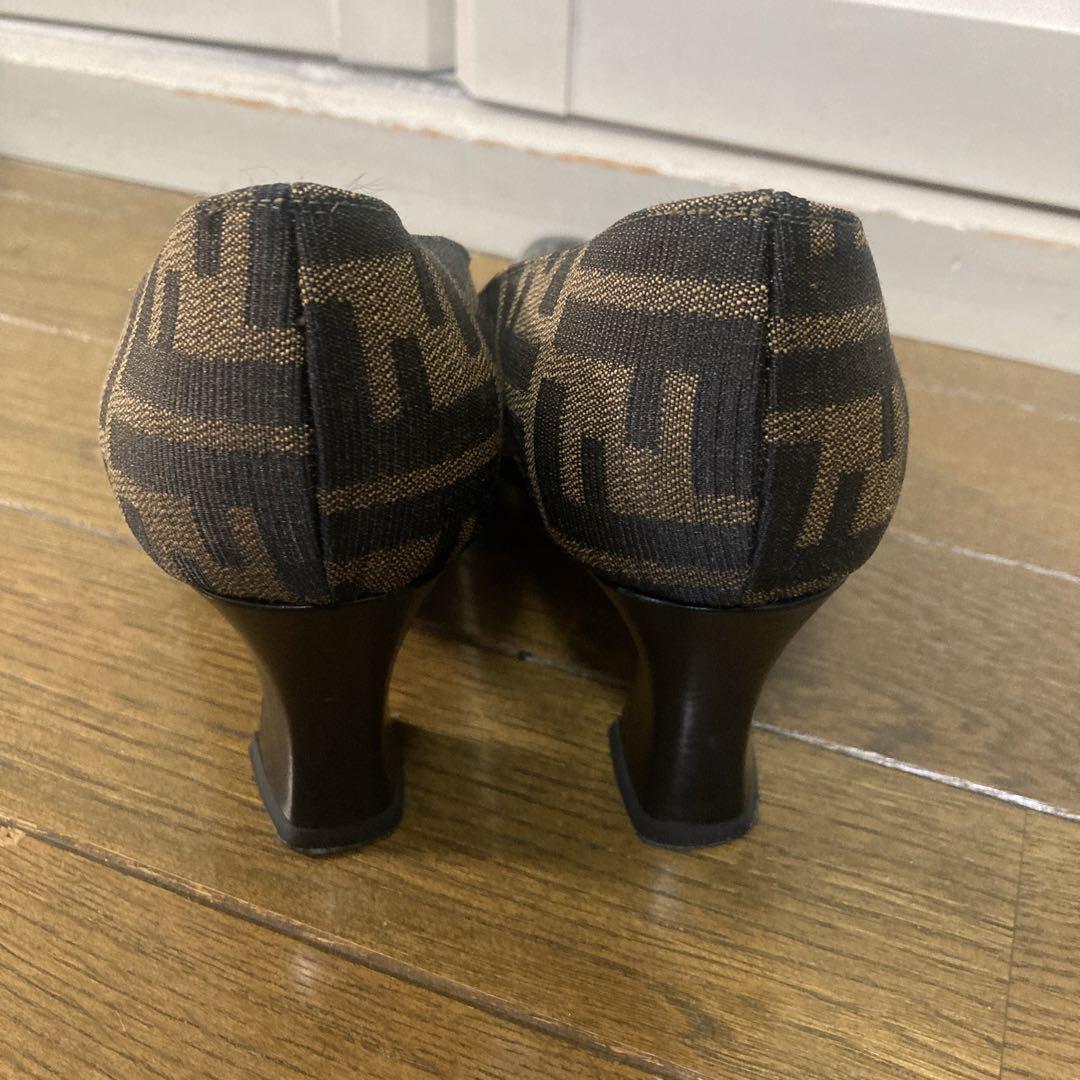 FENDI Shoes Women's Canvas Leather Heels Pumps Size 36 Zucca FENDI Shoes Women's Canvas Leather Heels Pumps Size 36 Zucca