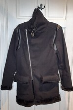 Black Maniere De Voir Jacket Buckle Collar, Faux Fur Small