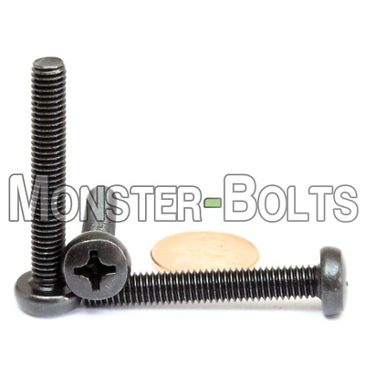 Bulk Qty 500 - M6 x 40mm  DIN 7985A Metric Phillips Pan Machine Screw Black Ox
