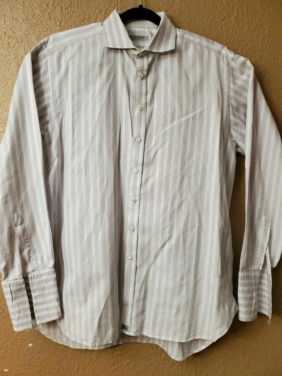 Polsino francese Burberry manica lunga avorio e rosa (taglia 16 5 42)