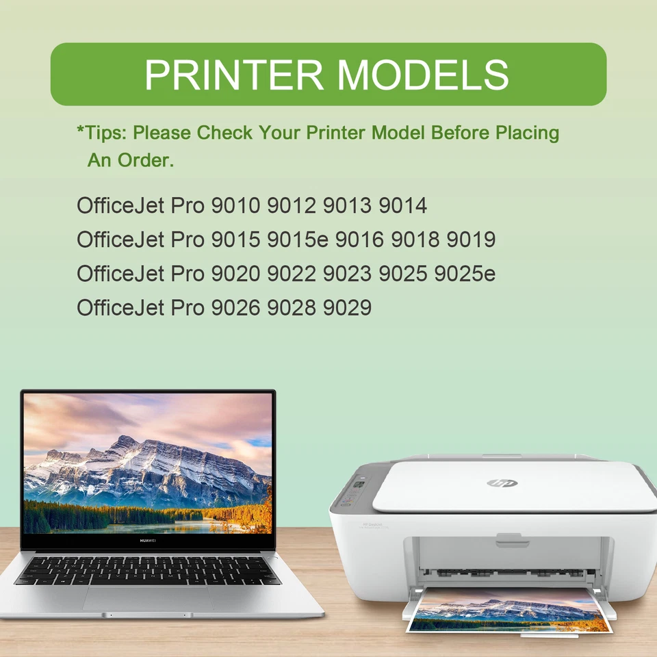 Cartuchos de tinta 4PK 962XL para HP Officejet Pro 9010 9015 9016 9018 9019 9020 9025 Foto 3 de 4