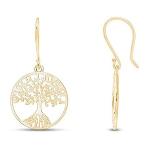 Authentic Tree Of Life Drop Earrings 14k Gold Plated 925 Sterling Silver