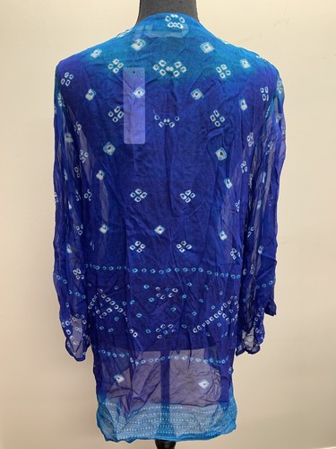 Soft Surroundings Ianthe Topper Chiffon Sheer Blue Cardigan Long Sleeve L NEW - Picture 3 of 5