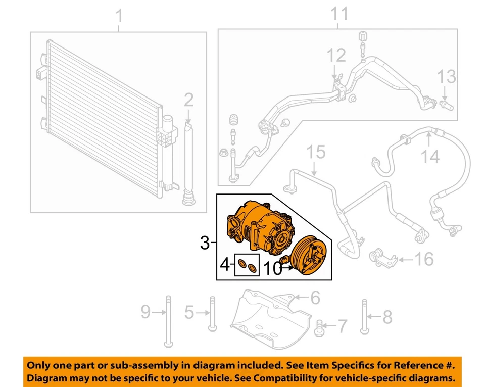 Compresor de aire acondicionado usado se adapta a: Ford Focus 2014 gasolina sin turbo VIN 2 octavo dígito para Foto 3 de 4