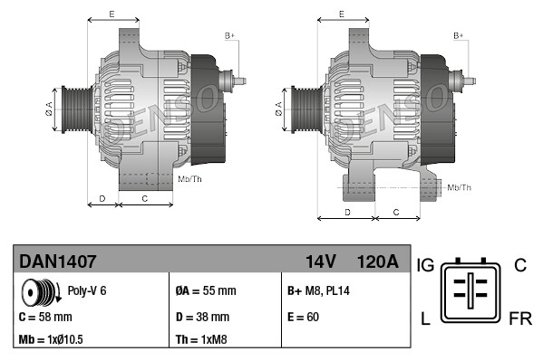Denso Lichtmaschine Generator 120A 14V FüR Jaguar X-Type 2.5 V6 AWD 2.1 3.0-image
