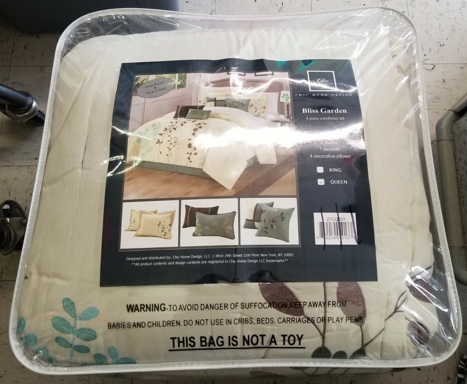 Juego de edredón de 8 piezas de jardín Queen Bliss Chic Home Design NUEVO Foto 2 de 3