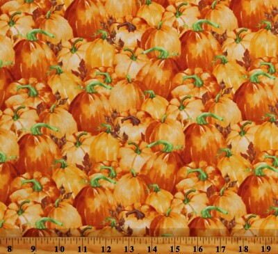 Cotton Pumpkins Fruits Foods Autumn Fall Orange Fabric Print by Yard ...