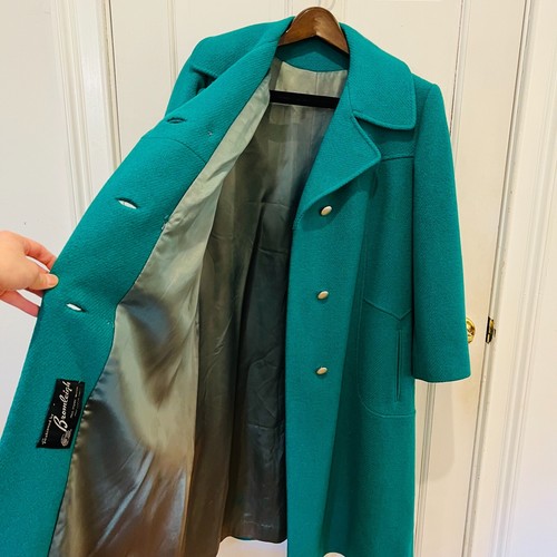 Vintage Bromleigh Womens Pea Coat Green Holiday Coat Size Medium - Picture 14 of 24