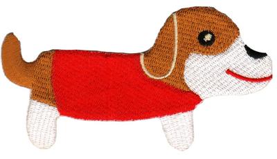 ab32 Hund Dackel Aufnäher zum aufbügeln Bügelbild Patch Applikation 10 x 5,4cm