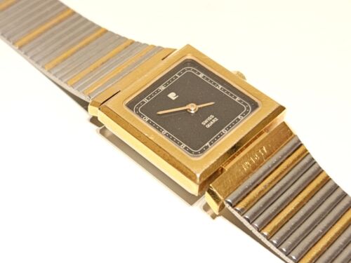 RELOJ DE CUARZO SUIZO CUADRADO DE LUJO VINTAGE RARO CHAPADO EN ORO PARA DAMAS "PIERRE CARDIN" - Imagen 6 de 20