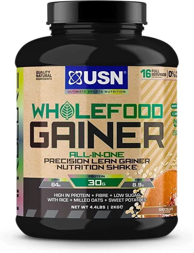 USN Wholefood Gainer 2kg - 30g of Protein - 71g of Carbs - Vegan Friendly