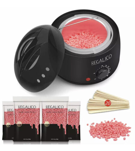 Waxing Kit for Women, Wax Warmer W/ 4 Bags Painless Hard Wax Beans Hair Removal