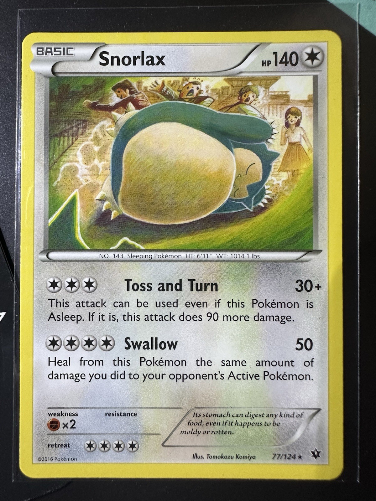 Snorlax 77/124, XY Fates Collide, Non Holo, Rare, Pokemon TCG, 2016, NM