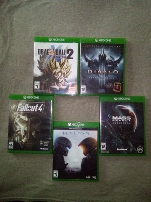 Xbox One Game Lot: Fallout 4 , Mass Effect Andromeda, Halo 5, Diablo III, DBXS2 