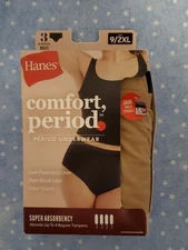 Hanes Women's Comfort, Period Protection 3 Pair Size 9/2XL Free Ship WP165