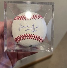 Bernie Williams Autographed Baseball With Card And Display Case