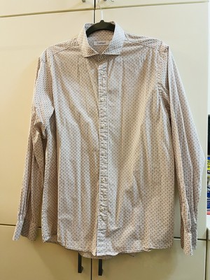 Conbipel Men s Shirt Long Sleeves Sz L Beige/ White