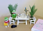 Vintage Playmobil 5323 Patio Set Plants Child Parrot Victorian Dollhouse Mansion
