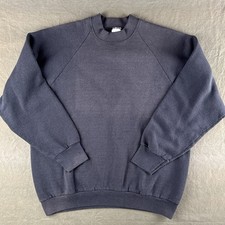 Vintage 80s Fruit of the Loom Blank Crewneck Sweatshirt Black Large