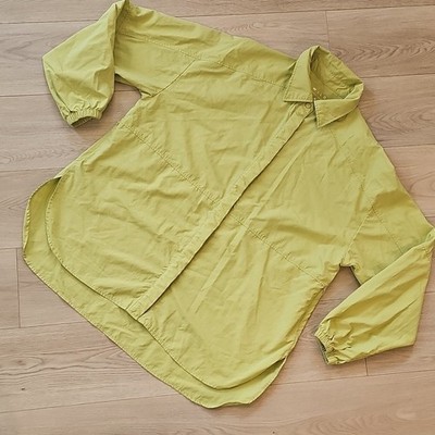 Wilo The Label Nylon Parachute Button Down Collared Lime Green Shirt, Med