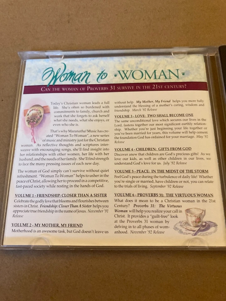Maranatha! Music: Woman To Woman / My Mother, My Friend (CD, 1992) Foto 3 de 4