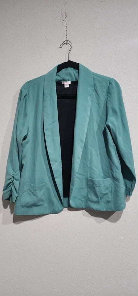 Куртка блейзер Xhilaration женская L зеленая с открытыми передними карманами офисная - Изображение 2 из 4