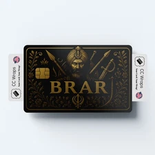 Brar Credit Card Sticker | Gold Design Card Skin | Matte Vinyl Debit Card Wrap