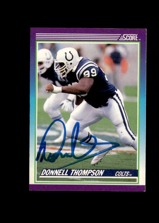 Donnell Thompson 1990 Score Colts authentic autographed card