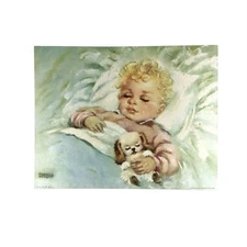 Print Florence Kroger Sweet Dreams 11X14 Child  Puppy Vintage Wall Decor