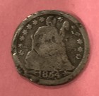 1854-O Seated Liberty Dime US Coin Good Condition Variety 3 (1853-1855)  — photo 1