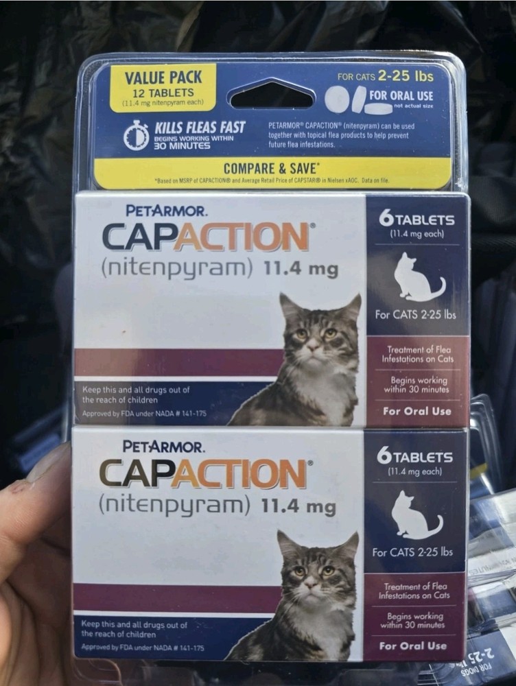 PETARMOR CAPACTION Nitenpyram 11.4mg for Cats 6 Tabs Pack of 2 for 12 Total