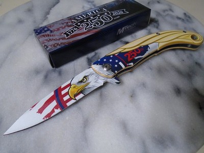 Mtech 250th Anniversary USA Assisted Open Pocket Knife 3D Eagle Folder MT-A2071G