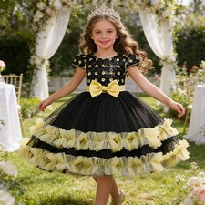 Kids Girls Tutu Dress Princess Cosplay Sequins Wedding Party Gown Pageant Formal