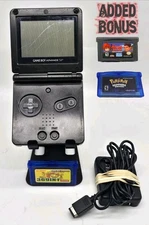 Nintendo Game Boy Advance SP Black w/ 369-in-1 Game Cartridge & Charger & Bonus