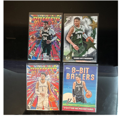 2025-26 Topps Giannis Wembanyama 4 Card Lot Holofoil 8-Bit Power Players