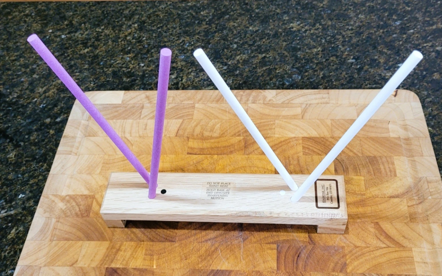 Idahone Ceramic Knife Sharpener, 4-Rod, Oak Base