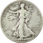 1938 D Liberty Walking Half Dollar F Fine Silver 50c Coin SKU:I13854