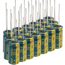 PHITUODA 25V 1000uF Capacitor 10x20MM Aluminum Electrolytic, 20Pcs