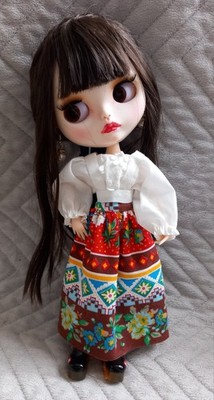 OOAK handgenähte Bluse und Folk Maxirock Outfit passt Blythe Puppe Barbie 