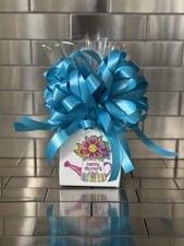 Mother's Day Gift Box-Basket & 1/2 LB Of Candy Wrapped With Blue Bow & Card