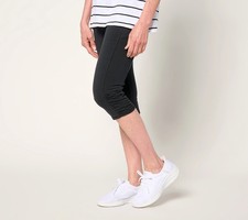 Denim  Co. Duo Stretch Skimmer with Ruched Hem-Black-Petite Medium A692753