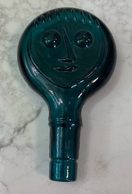 Vintage Decanter Stopper ONLY Blue Glass Face By Erik Hoglund MCM Sweden