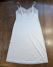 Slip Dress Pale Pink Nylon Lace Lingerie Soft Girl Delicate Coquette Size 34 VTG